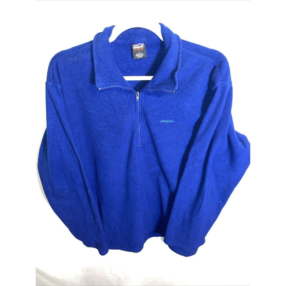 Patagonia Capilene Men’s Light Fleece Jacket Size Large Blue Hiking Walking